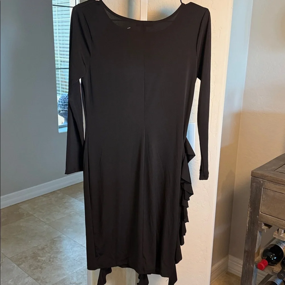 Aqua Black Long Sleeve Ruffle Midi Dress NWT SIZE SMALL - Picture 7 of 7